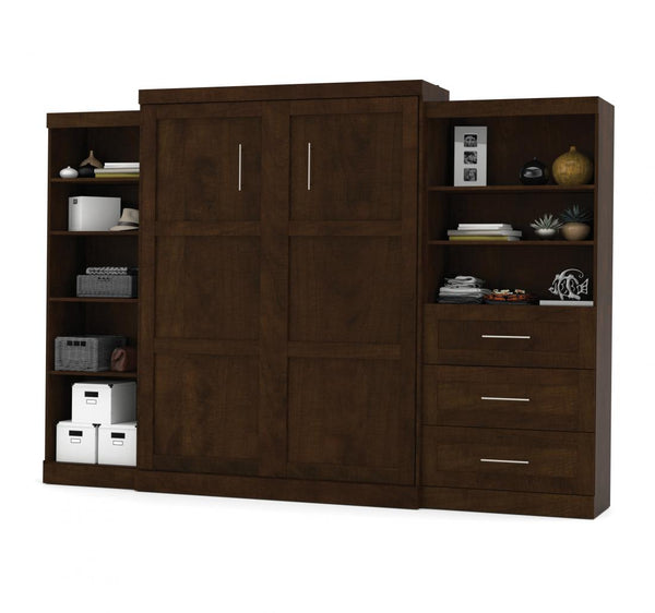 Queen Murphy Bed with Shelving and Drawers (126W)