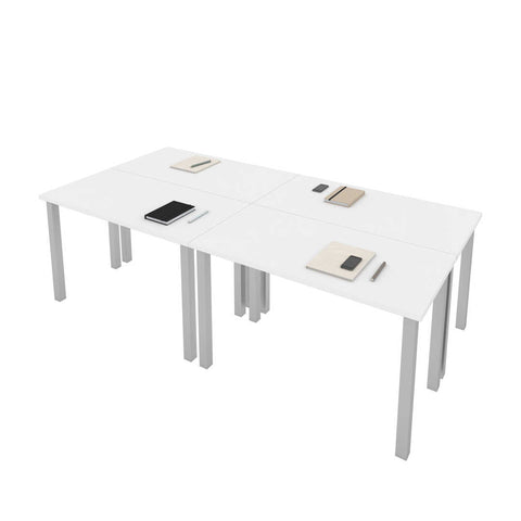 Four 48W x 24D Table Desks with Square Metal Legs