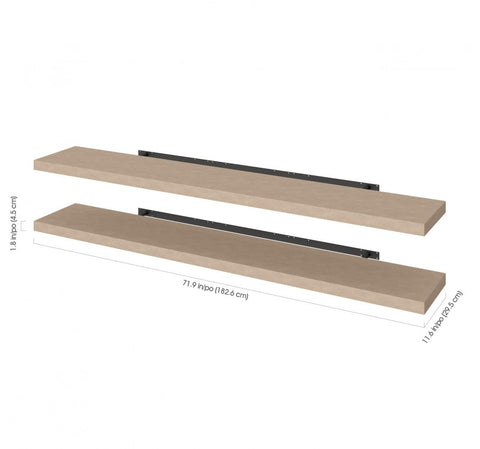 Set of 72W x 12D Floating Shelves