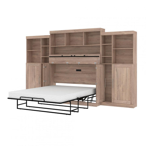 Queen Cabinet Bed with Mattress, two 36″ Storage Units, and 3 Hutches