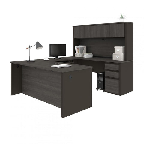 72W U-Shaped Executive Desk with 2 Pedestals and Hutch