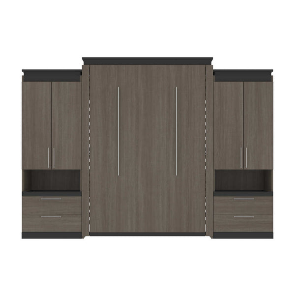 Queen Murphy Bed with Storage Cabinets and Pull-Out Shelves (126W)