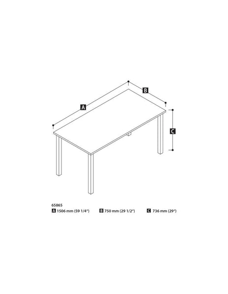 60W Table Desk with Square Metal Legs