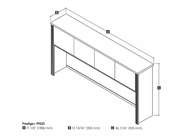 72W Hutch for Desk Shell