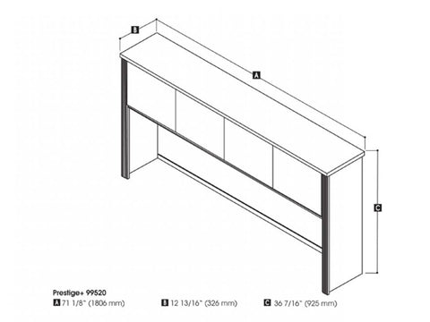 72W Hutch for Desk Shell