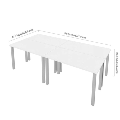 Four 48W x 24D Table Desks with Square Metal Legs