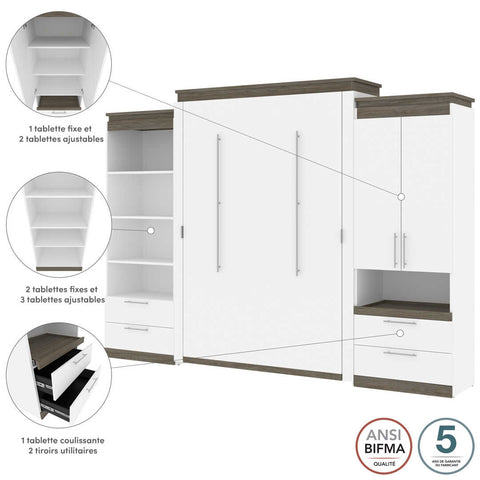 Queen Murphy Bed and Multifunctional Storage with Drawers (125W)