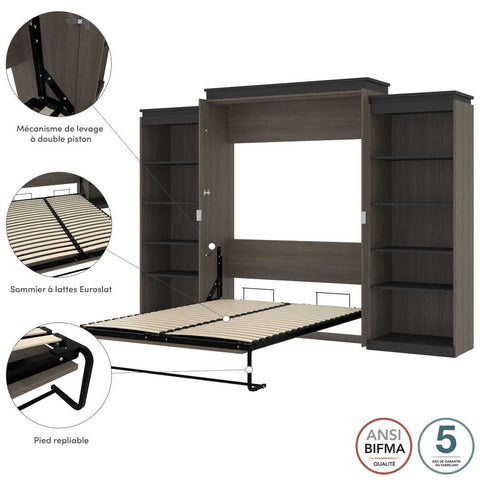 Queen Murphy Bed with Shelves (126W)