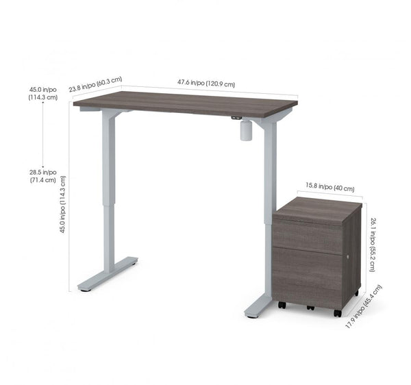 2-piece set including a 24“ x 48“ standing desk and a mobile pedestal