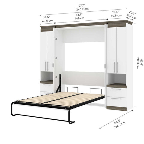 Full Murphy Bed with Storage Cabinets and Pull-Out Shelves (100W)