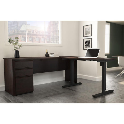 72W L-Shaped Standing Desk with Pedestal