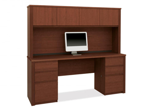 72W Credenza Desk with Two Pedestals and Hutch