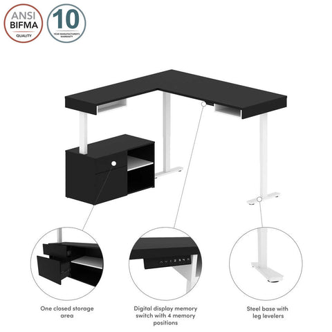 72W L-Shaped Standing Desk with Credenza